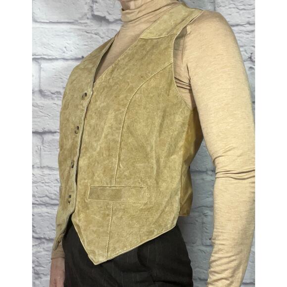 Tan/Camel Color Suede Button-up Vest by Two Twenty - Picture 3 of 10